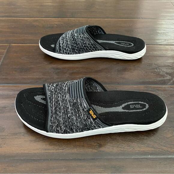 Teva Women’s Gray Black White Slide Sandal Size 10 Fits 9 Better - Picture 3 of 7